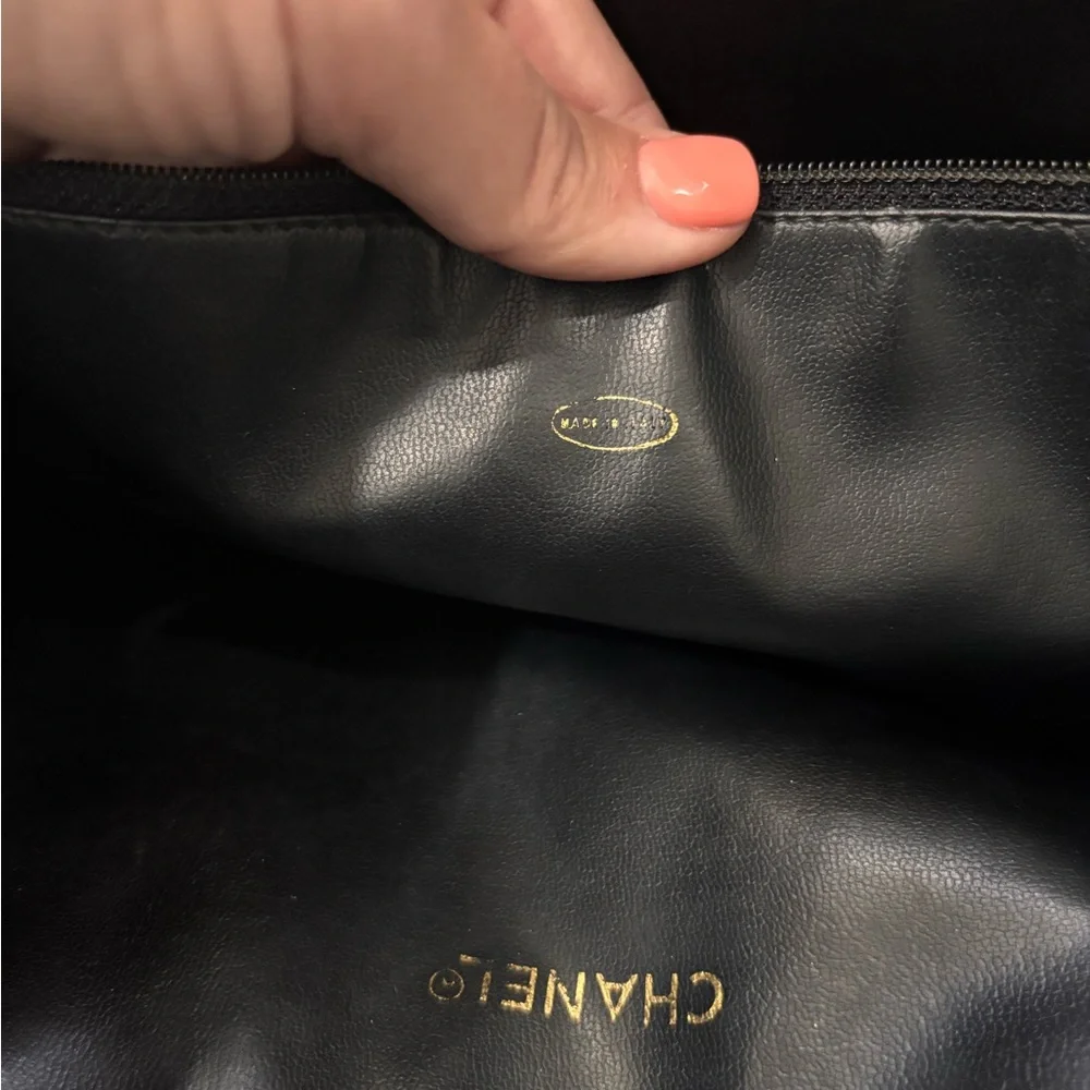 Authentic CHANEL black lambskin vintage charm shoulder bag